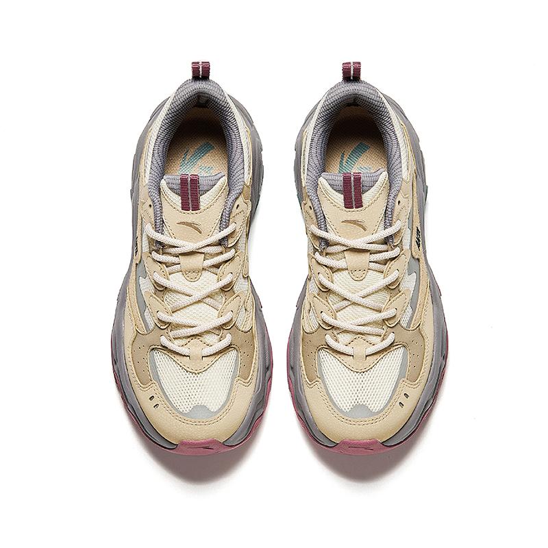 Anta Meteor Comfortable Versatile Shock Absorbing Non-Slip Low-Top Casual Shoes Women Casual Shoes Beige Brown Gray 122438855-5