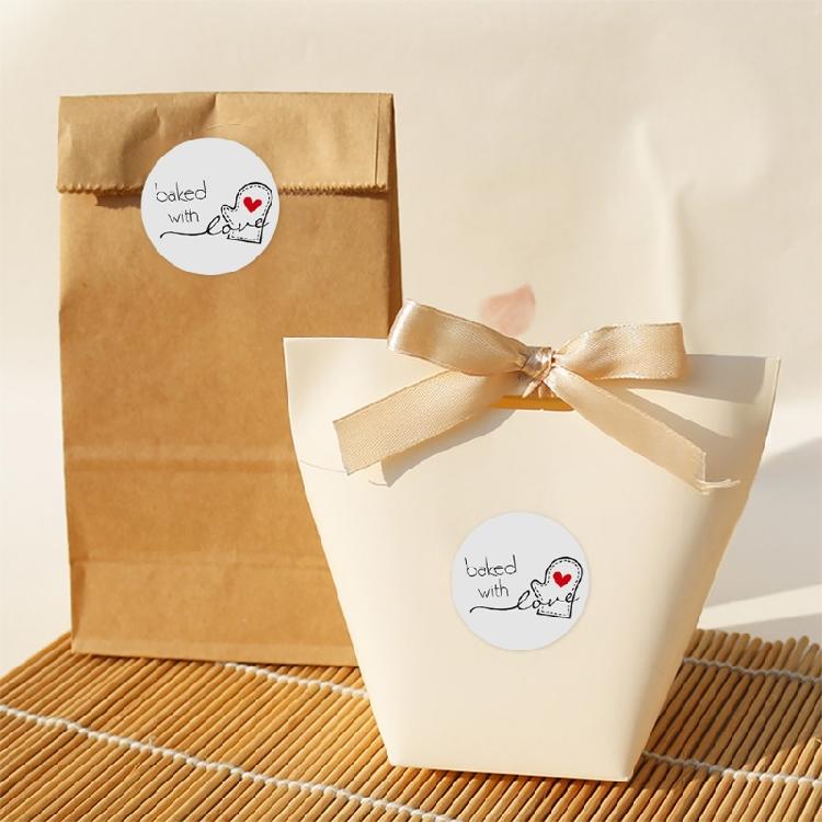 500 Stück/Rolle Mit Liebe gebacken Haftaufkleber Wasserdicht Abnehmbar Backetikett