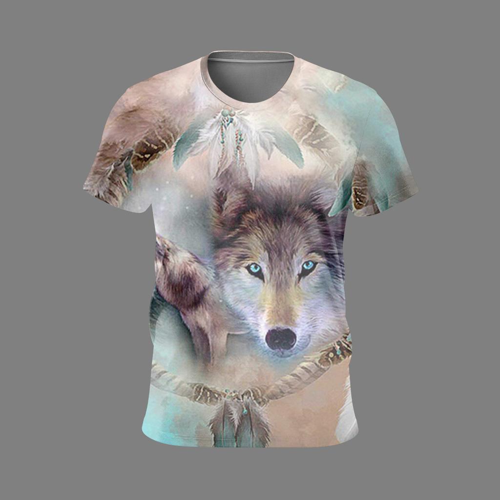 Animal Lion Summer Outfit New Men's 3D Printed T-shirt Men's Fashion Loose Three-dimensional Versatile Round Neck Short Sleeved T-shirt