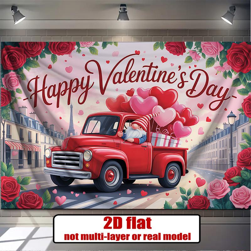 2D Flat 2D Flat Banner 1pc Valentines Day Print Backdrop Decor Backdrop Polyester Party Banner Decor Decor Room Decor Wall Decor Party