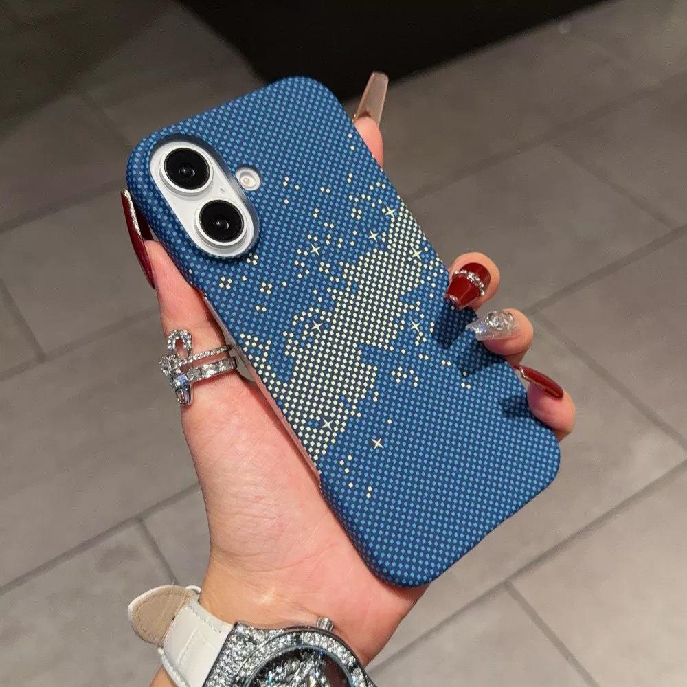 iPhone 17 Pro Max Kevlar Carbon Fiber Texture Drop-Proof Case, Apple 16 Skin-Feel Protective Cover.