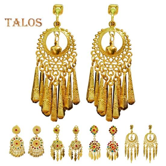 1 Paar Ohrclips für Damen, ausgehöhlt, Strass-Dekor, böhmische Quaste, Retro-Ethno, nicht durchdringend, Party-Performance, baumelnde Ohrringe