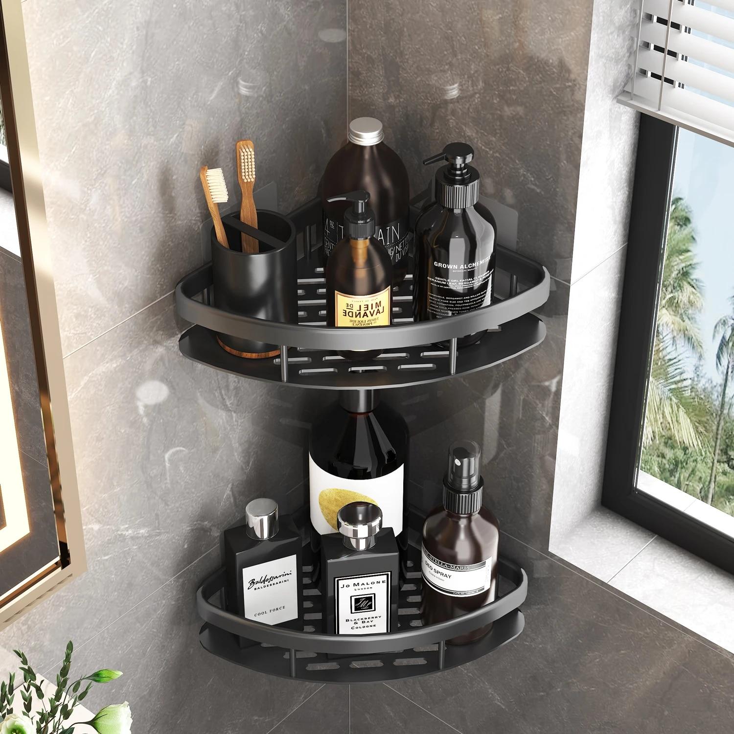 

Bathroom Storage Rack No Drill Shelves Wall Mount Corner Shelf Shower Holder For WC Shampoo Organizer Bathroom Accessories