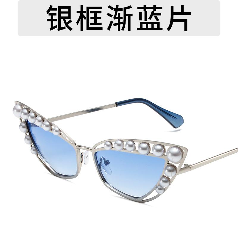 Metalowe okulary przeciwsłoneczne z brązową oprawką Występ taneczny w okularach Modna faktura Ozdobne okulary z dużą perłą