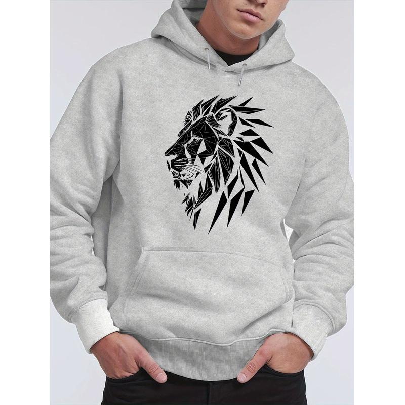 Ml4 Lion Fashion Men's Printed Velvet Hoodie, suitable for autumn and winter wear