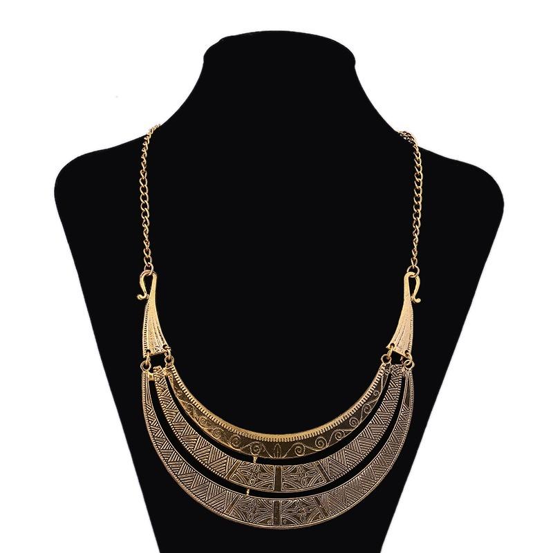 European and American Alloy Retro Necklace Metal Pattern Totem Collar