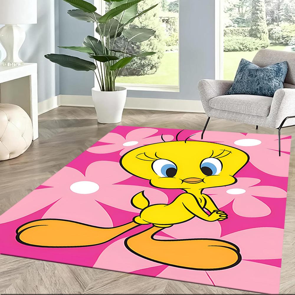 Tweety Bird Collage Square rugs are a great choice for living rooms, bedrooms, home décor, and as gifts.