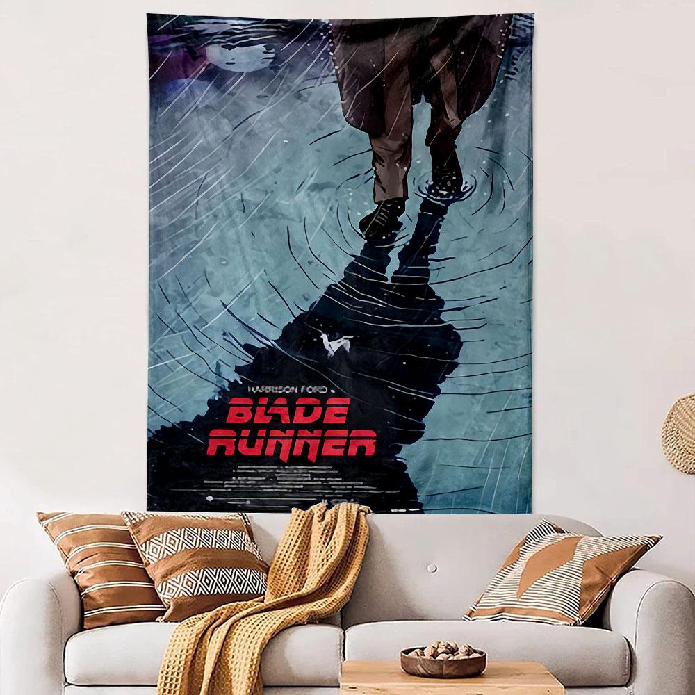 Blade Runner Replicant Tapestry Wall Hanging, Retro Film Noir Sci-Fi Art, Vintage Cyberpunk Wall Decor for Bedroom Dorm