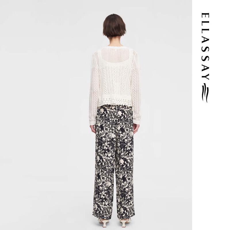 ELLASSAY Women's Mulberry Silk Printed Wide-Leg Pants