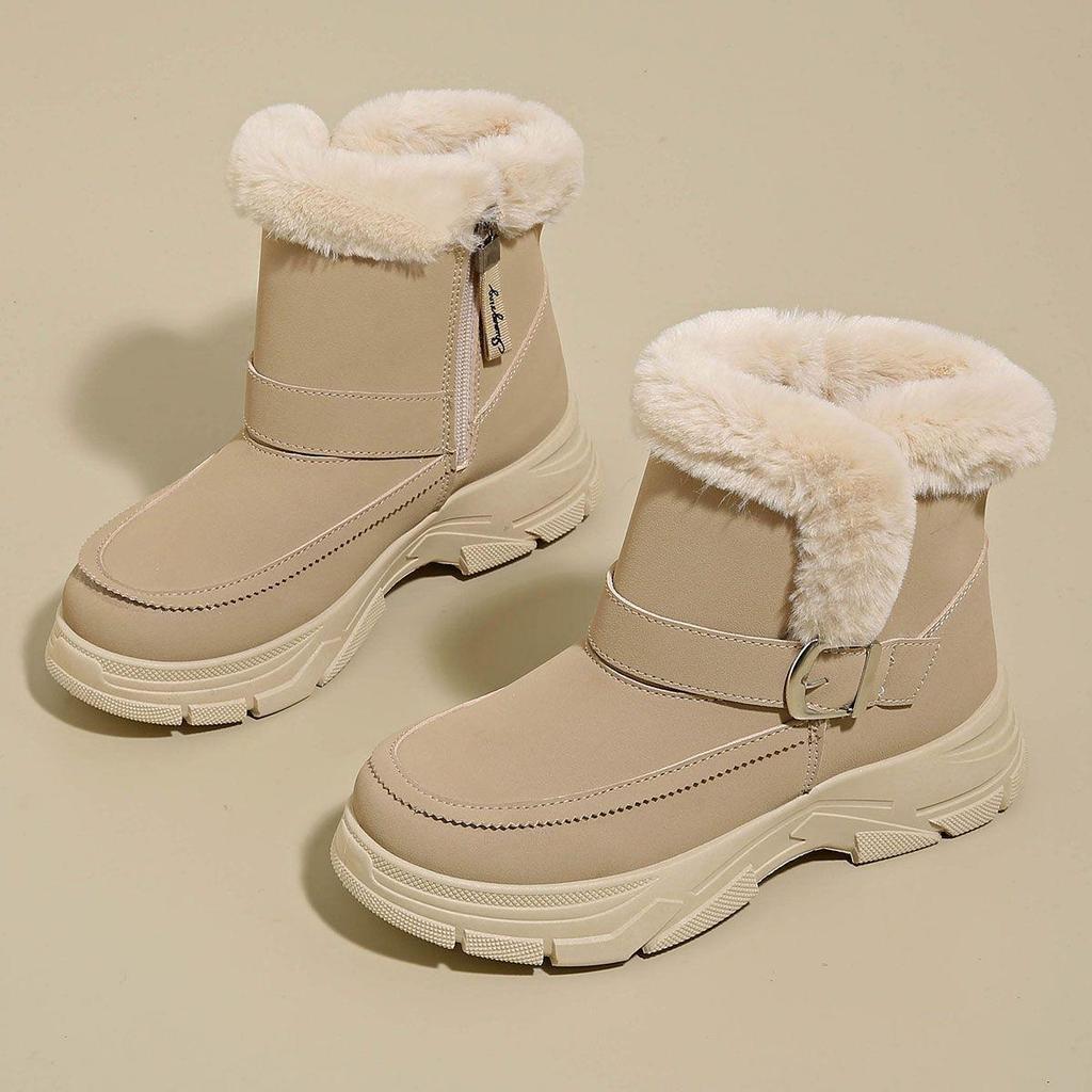 Women's Thick-Soled Non-Slip Winter Snow Boots with Plush Velvet Lining