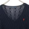 POLO RALPH LAUREN Long sleeve V-neck cable knit L Navy sweater Men's Used