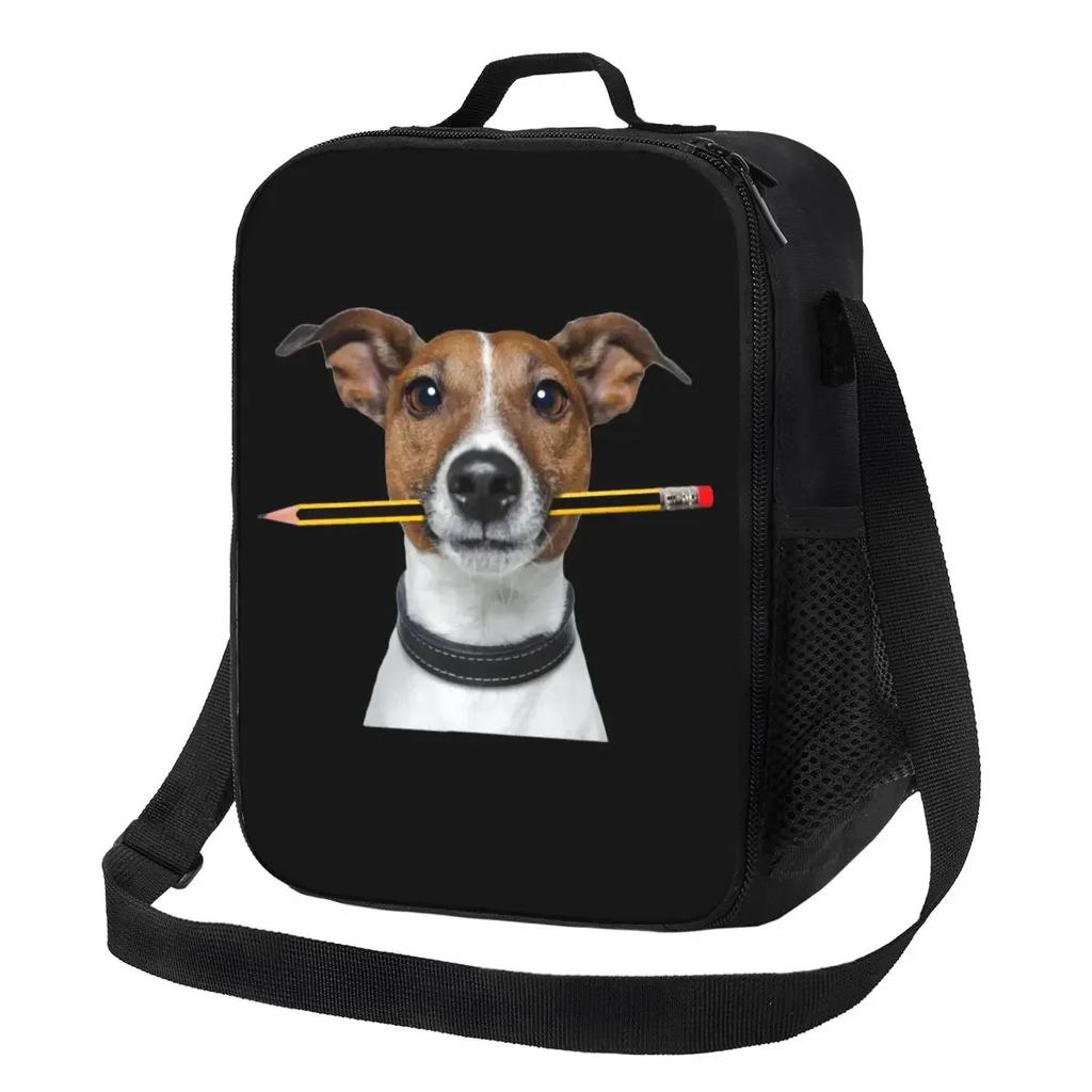 Jack Russell Terrier Dog With Pencil Portable Lunch Box Leakproof Animal Thermal Cooler Food Insulated Lunch Bag School Student