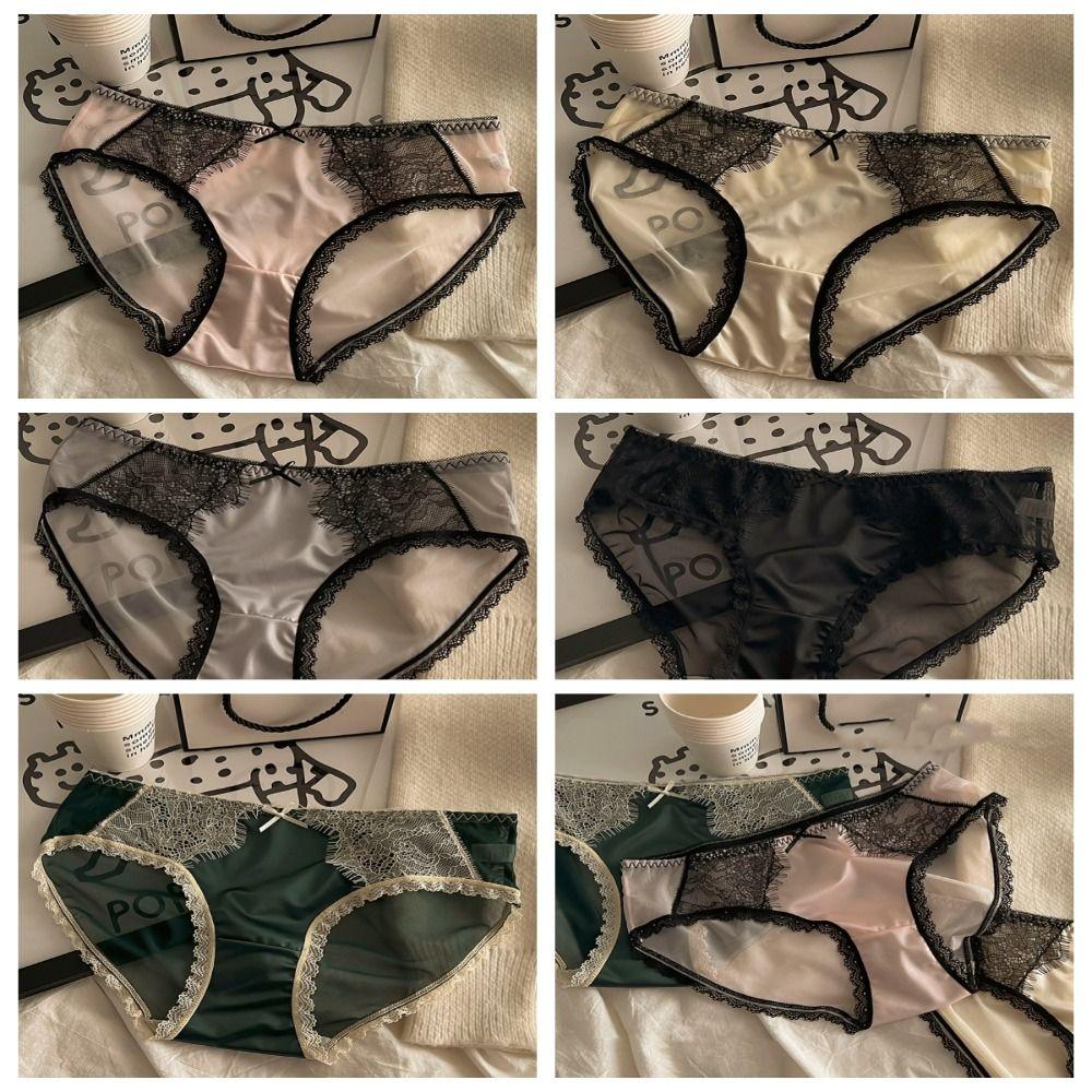 Briefs Bow Lace Panties Middle Waist Lace Briefs Temptation Sexy Panties Girl