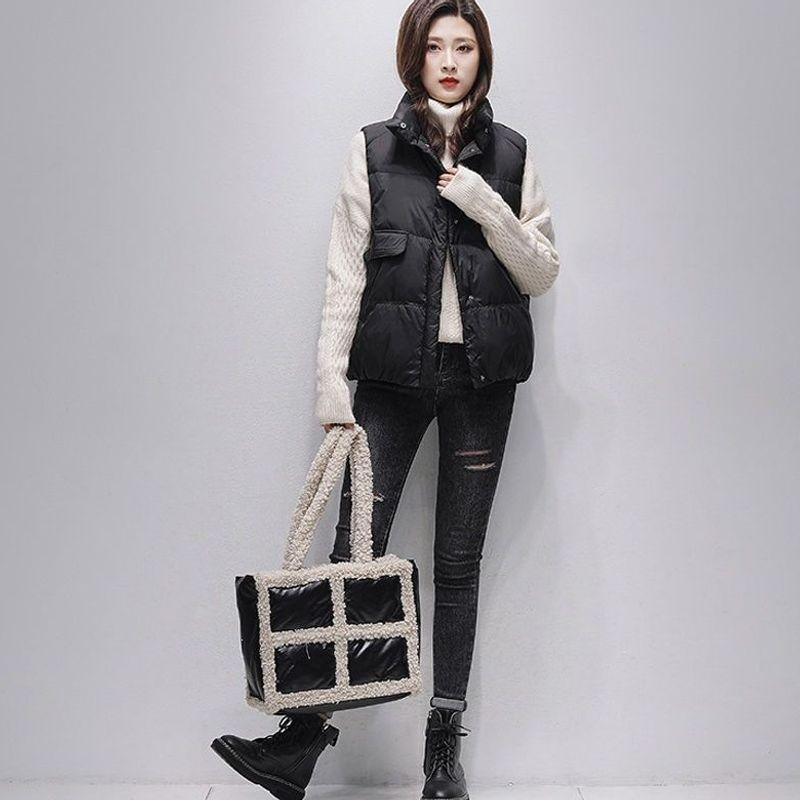 Autumn and winter hooded outer wear down cotton vest vest double zipper short coat women
