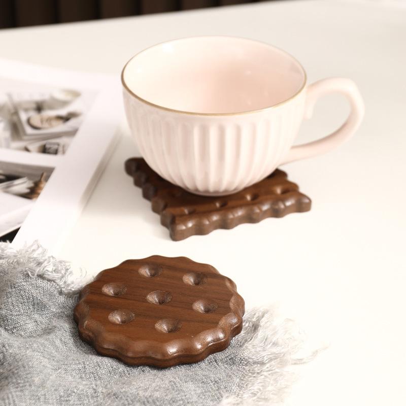 Natural Wooden Cookie Coasters Reusable Anti-skidding and Heat-resistant Coffee  Pad Drink Cup Mat Kitchen Home Tableware