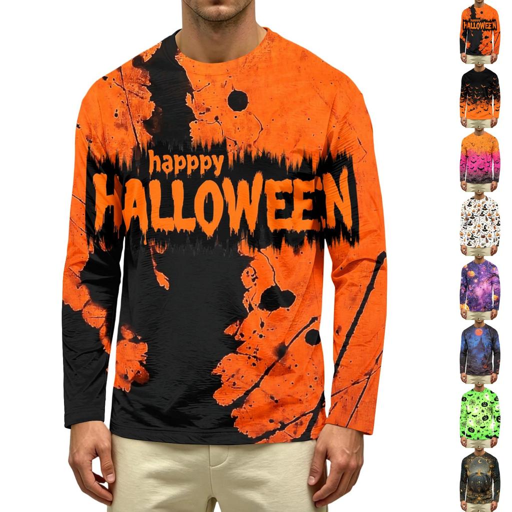 Men's Casual Long Sleeve T-Shirt Crew Neck Printed Graphic Top Comfortable Fit Soft Fabric Durable Stitching Suitable for Everyday Wear