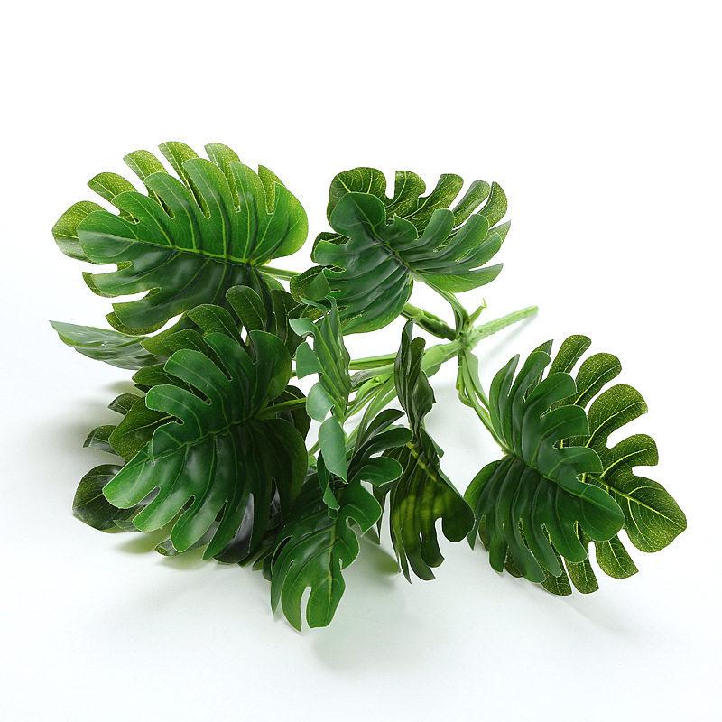 Artificial Pothos & Monstera Leaves Wall Decor for Living Room - Small Potted Greenery Arrangement