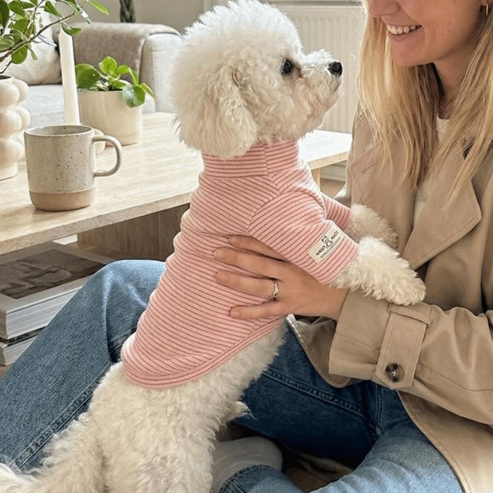 High Collar Pet Bottoming Shirt Striped Pattern Two-Leg Dog Clothes  Outdoor Protection