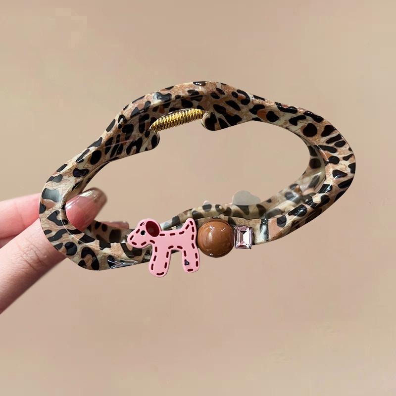 Maillard Leopard Print Puppy Claw Clip: High-End Versatile Hairpin Headwear Accessory