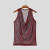 Summer Swing Neck Incerun Men Sleeveless Hollow Out Loose Beach Holiday Tank Tops