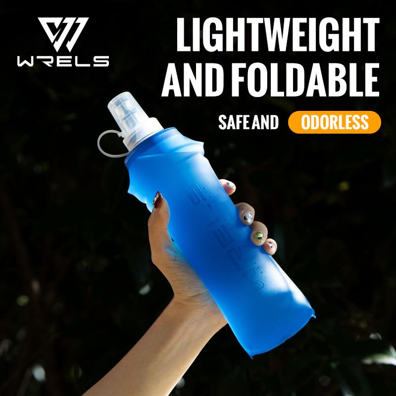 WRELS Running Water Bottle Soft Flask Folding Collapsible Water Bottle TPU BPA-Free Camping Hiking Travel Folding Water Bottle