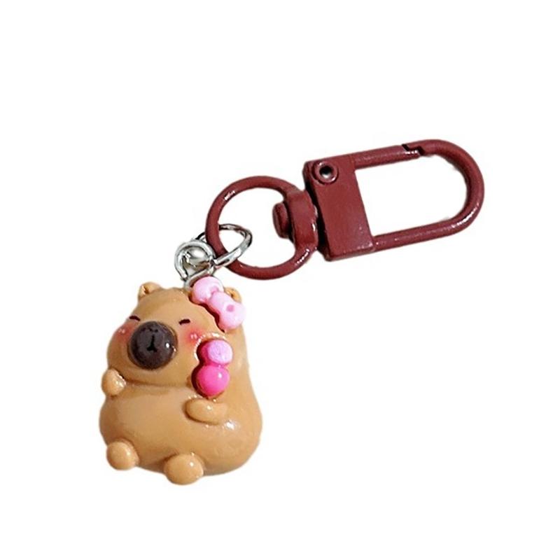 

Брелок из смолы с изображением цветка персика Капибара, забавная сумка, подвесной кулон в виде капибары, милый забавный брелок с изображением животного