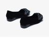 Spring 2025 Rhinestone Bow Low-Cut Women's Flats, Pointed Toe Slip-On Work Shoes with Chunky Heel