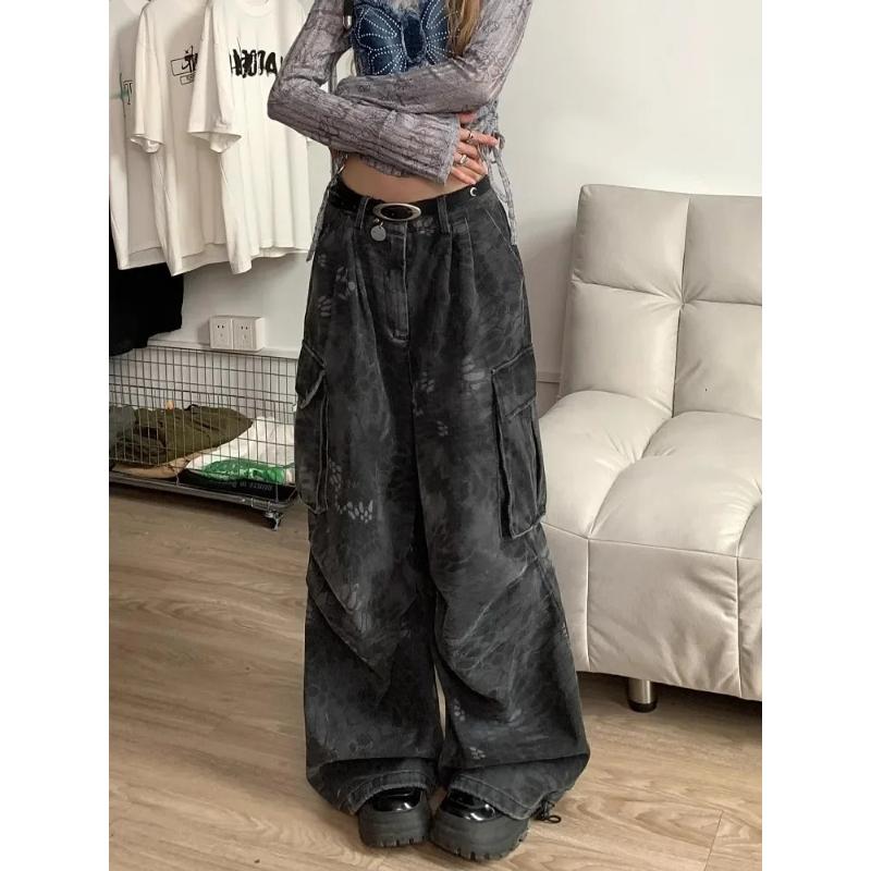 Jeans Góticos para Mujer Grunge Abi Y2K Pantalones Cargo de Mezclilla Goblin Core Punk Pantalones Holgados