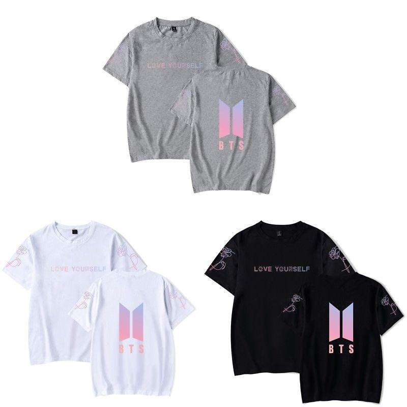 Bts Tryckt T-shirt Kortärmad Bomull Vardagskläder För Fans Mode