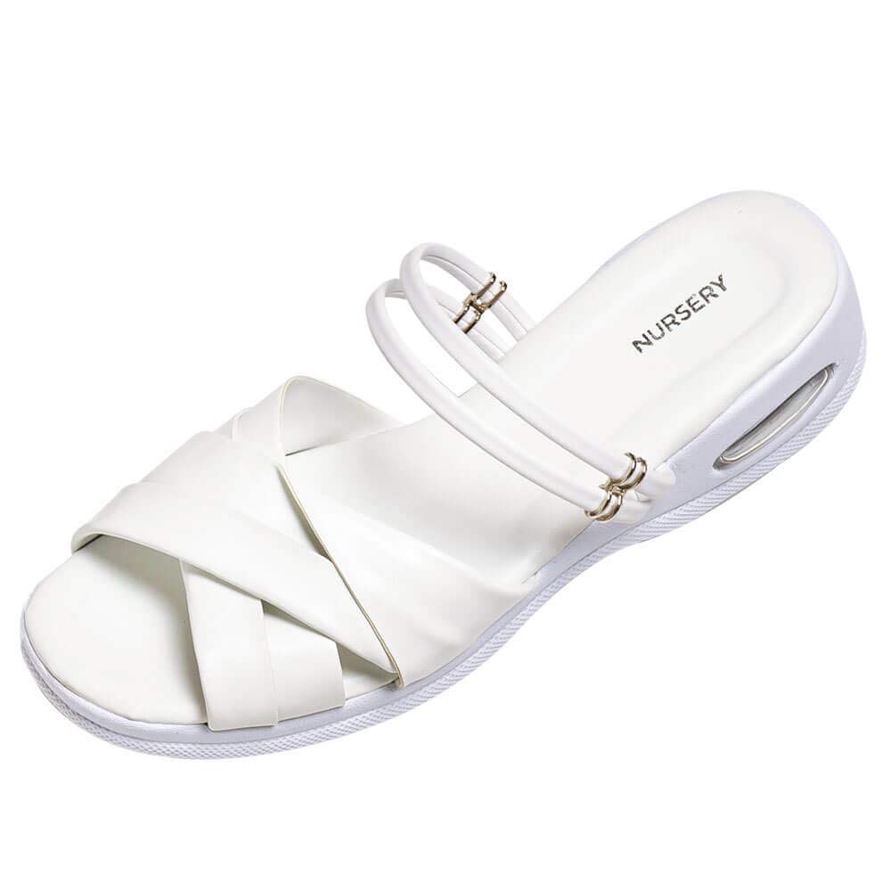 Nursery Lightweight EVA Air Size 9846401A Turn-Color 2-Way Sandals, Women's, LL, White,