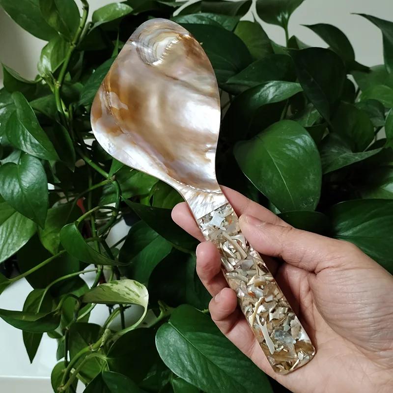 Mother of Pearl Rice Spoon Natural Shell Rice Paddle Heat Resistant Rice Cooker Spoon MOP Scoop for Home Kitchen Tool розовый