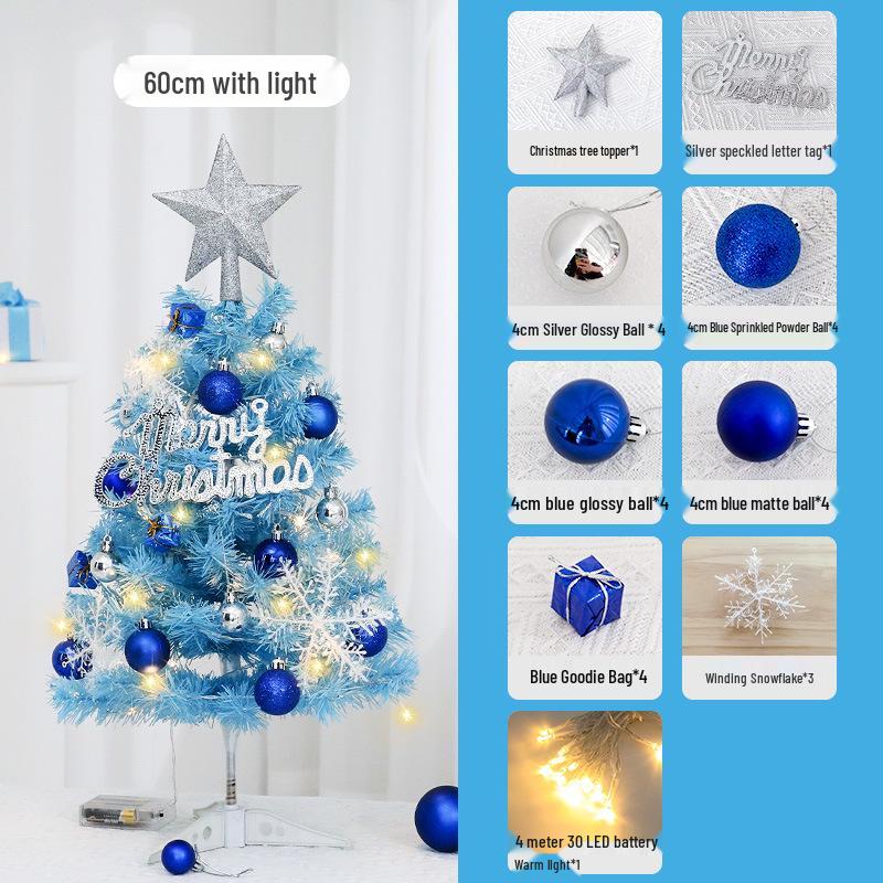New Style Mini Blue Christmas Tree Set - 45cm/60cm Desktop Decoration