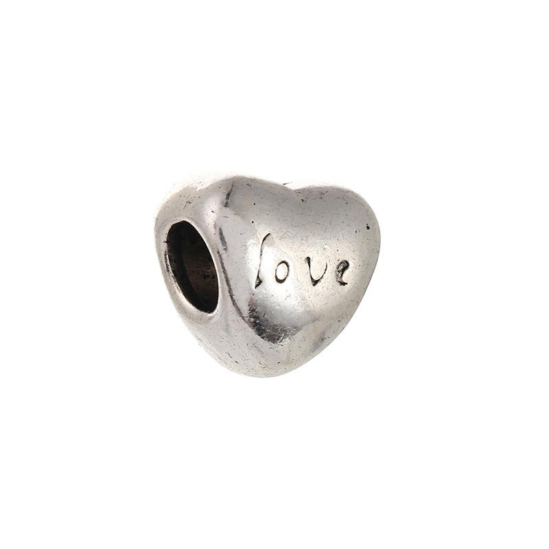 Diy Handmade Ancient Silver Tibetan Silver Jewelry Accessories, Multi-Style Pentagram Love Hole Beads, Bracelet, Alloy Bead Spacer Beads