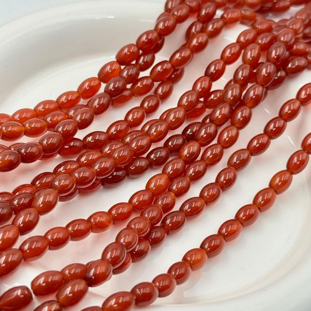 Red Agate Chalcedony Loose Beads for DIY Bracelets, Anklets, and Necklaces