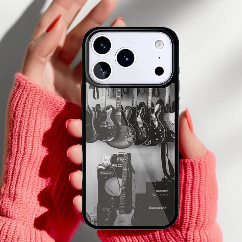 Vintage Musik Gitarren Handyhülle für iPhone 17 Air 16e 15 14 13 Pro Max Rückabdeckung für 12 11 Pro Coque