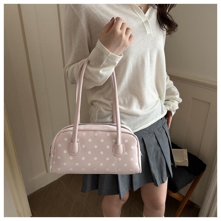 2026 Women's Textured Polka Dot Mickey Boston Crossbody Bowling Bag