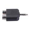 Siyah Kablolar 3,5 mm Stereo Erkek - Çift RCA Dişi Ses Video Adaptörü