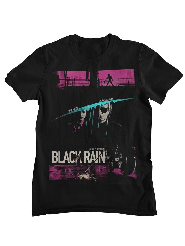 Black Rain Movie T-Shirt Men Retro 80s Action Crime Film Graphic Cotton Short Sleeve Casual Tee
