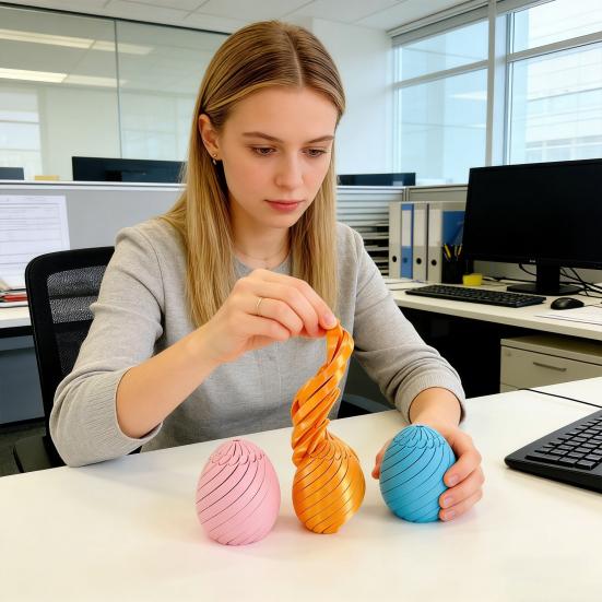 3D Printed Easter Egg Toy Stress Relief Spiral Egg Fidget Toy Twisting Egg