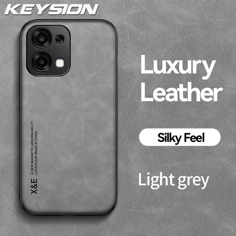 KEYSION Luxury Retro PU Leather Phone Case for OPPO A6 Pro 5G Soft Silicone+PC Shockproof Phone Back Cover for OPPO A6 Pro