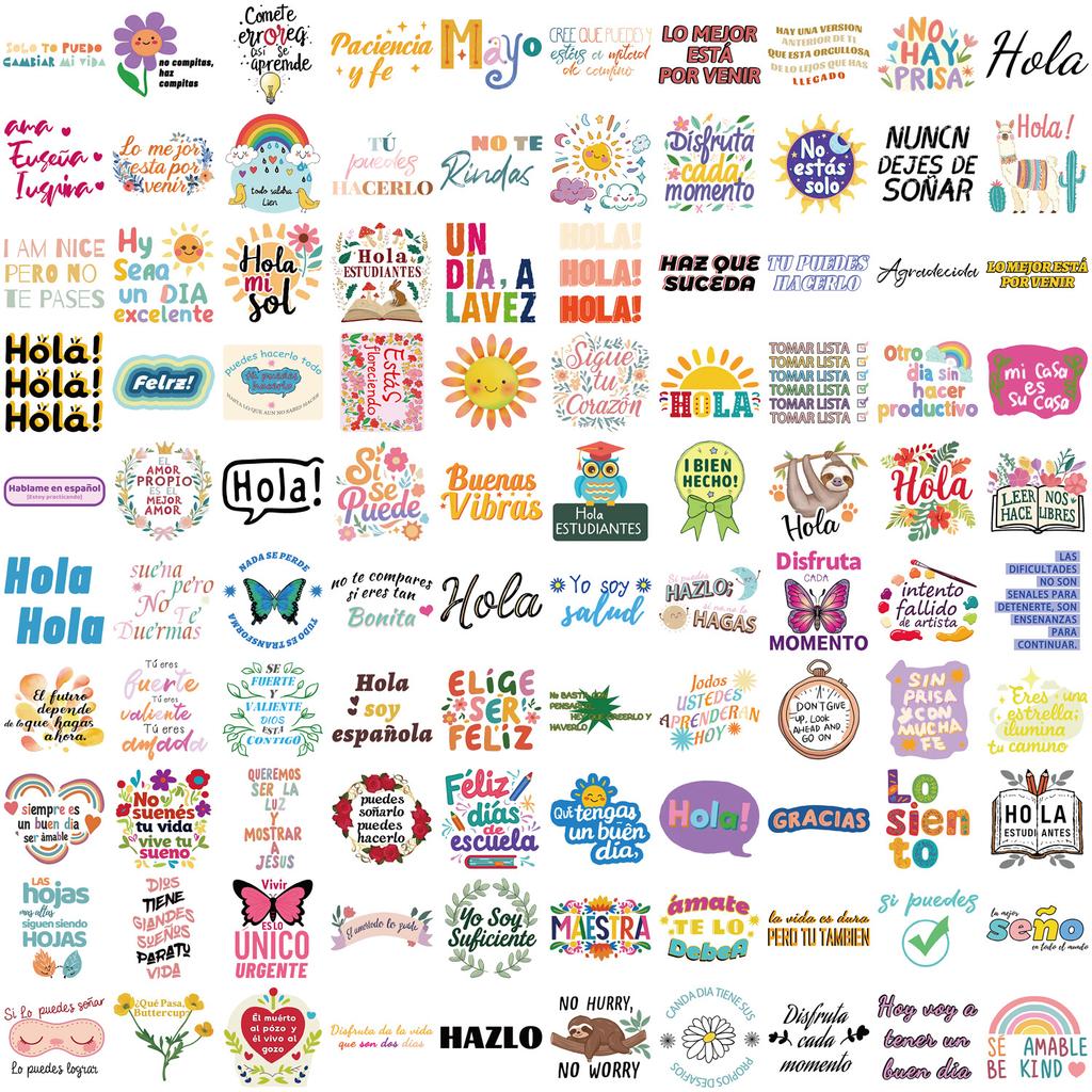 100 New Spanish Inspirational Graffiti Stickers Decorate Guitar Notebook Suitcase DIY Waterproof