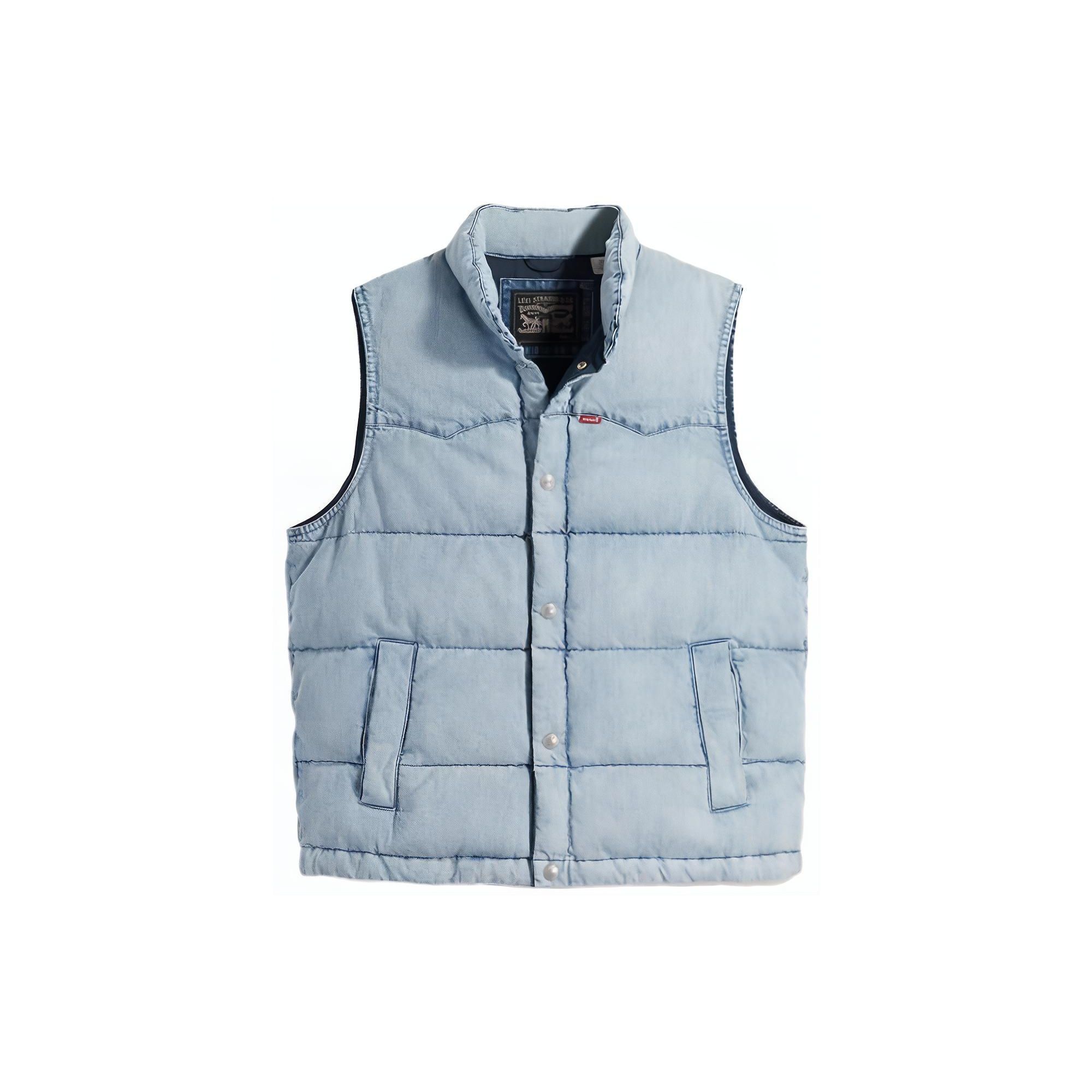 

Жилет Levis Western Super Puffer однотонный, со стойкой, однобортный, без рукавов, мужской жилет, синий A5634-0000 L