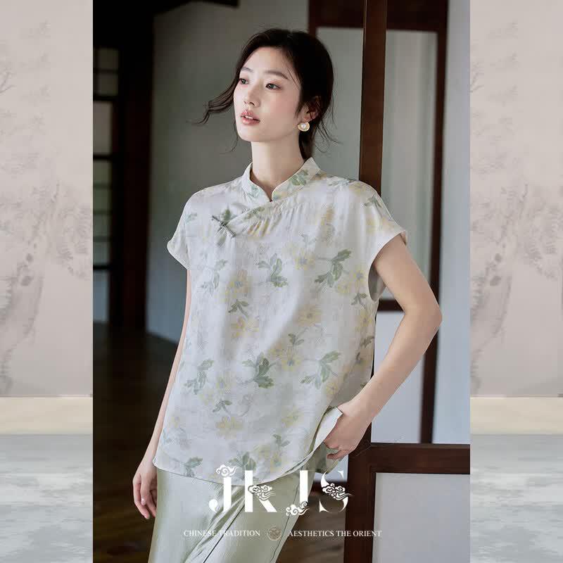 JK&JS Qing Lu Yin Rayon Jacquard Print T-Shirt