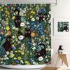 Cute Cat Shower Curtain For Bathroom Decor, Funny Bathroom Curtain Set, Cat Lovers Cute Cartoon Colorful Waterproof Fabric