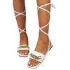 Large size flat sandals women's new fashion chain ankle straps women's sandals