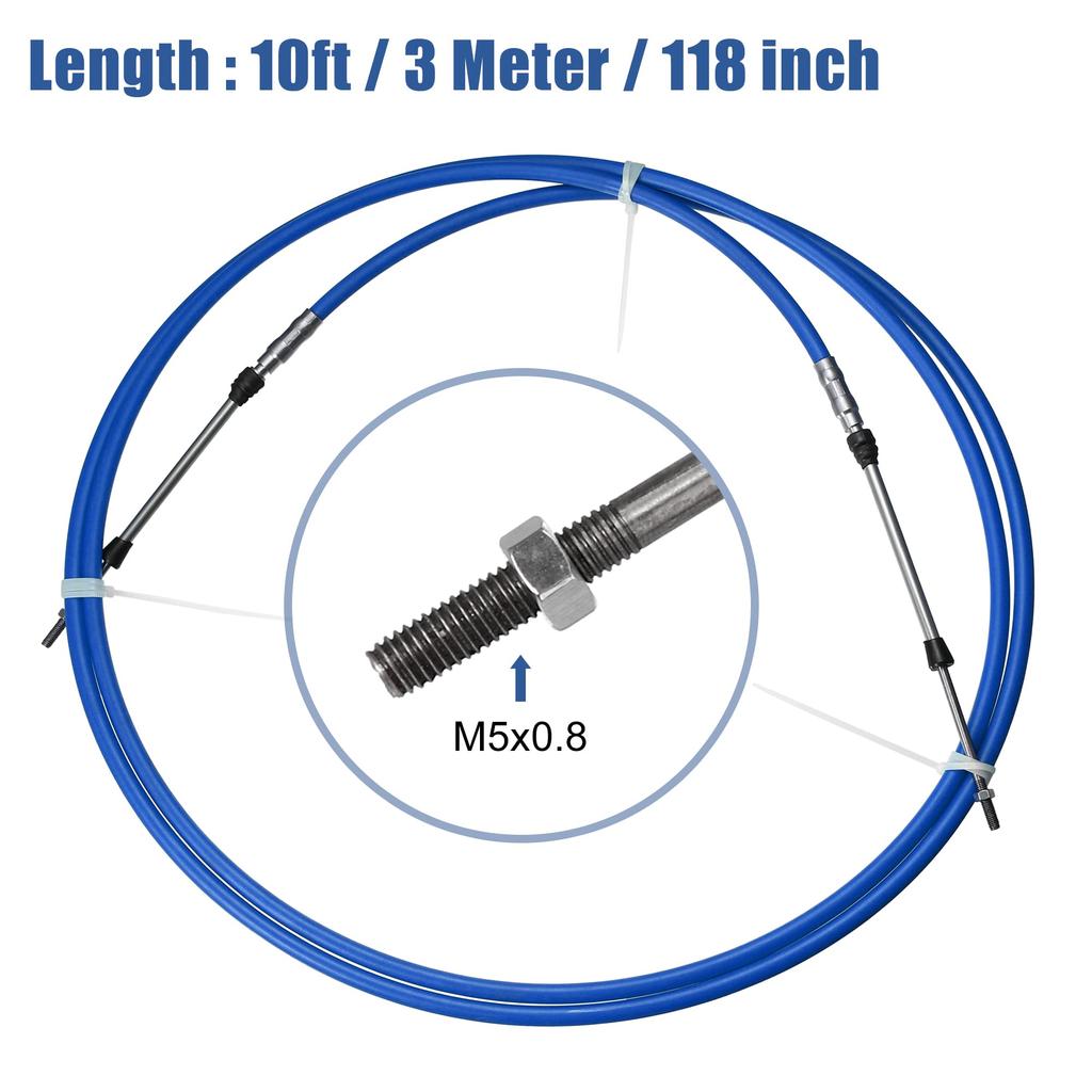 Motoforti Marine Throttle Shift Remote Control Box Cable for Yamaha Type Outboard Motor Steering 3M 2 Pieces 3300/33C System, Blue, Length,