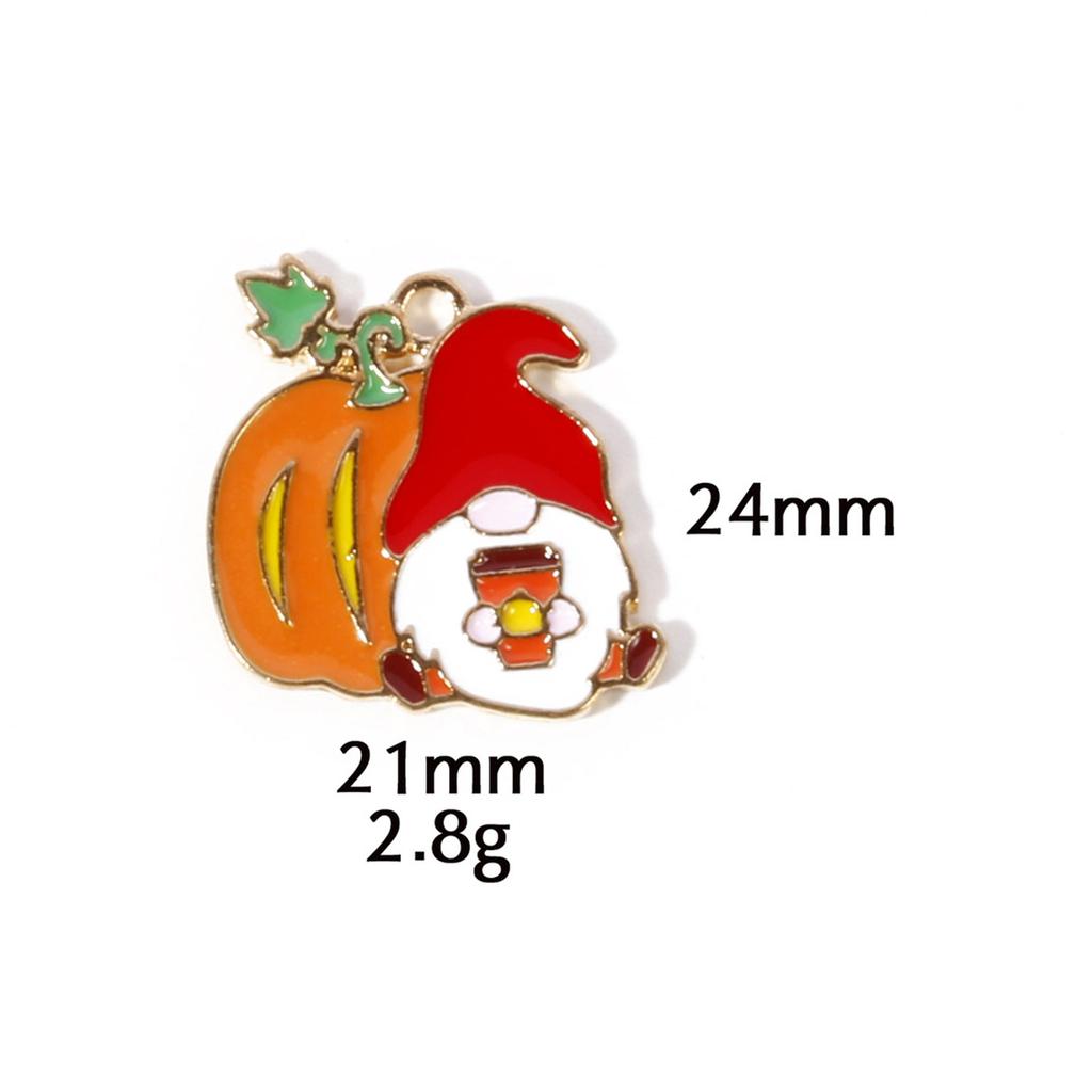 10 Pcs Zinc Based Alloy Autumn Style Halloween Charms Orange Pumpkin Enamel Gold Color Metal Pendants For DIY Jewelry Making