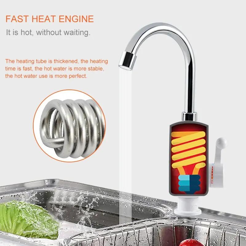 For Hot Water Heater Tap Fast Instantaneous Thermostat for Water Heater 3000w Electrical Faucet Temperature Display