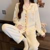 Air cotton pajamas women's autumn and winter long sleeves thickened interlayer warm stars cat student loungewear real shot