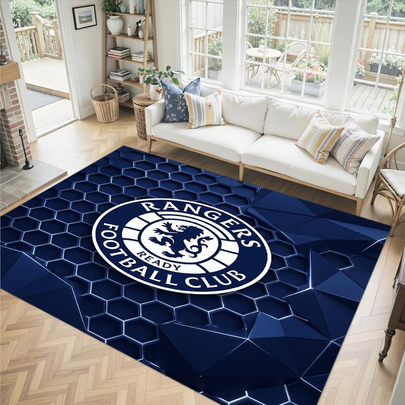 Rangers FC Design Crystal Velvet Carpet Cozy Non?Slip Printed Rug For Bedroom Living Room Entrance